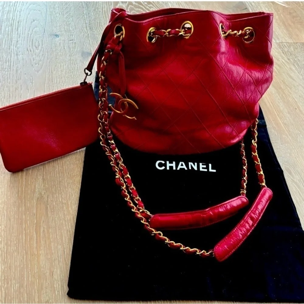 Chanel bicolore vintage lambskin chain shoulder bag. RARE - Picture 3 of 17